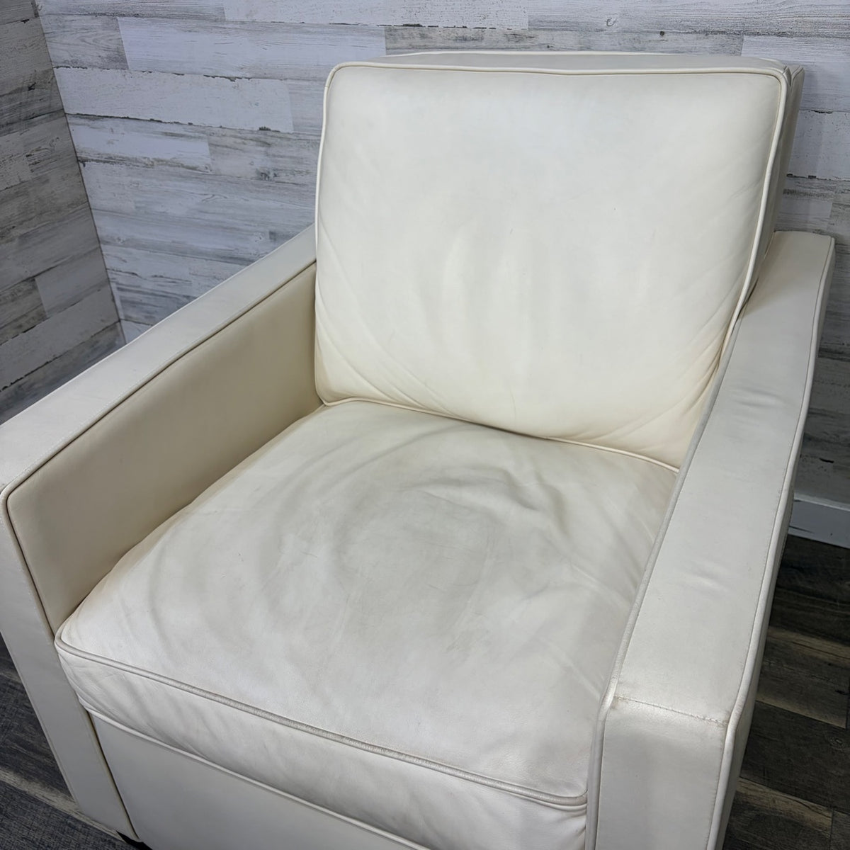 Leather chair, angled view