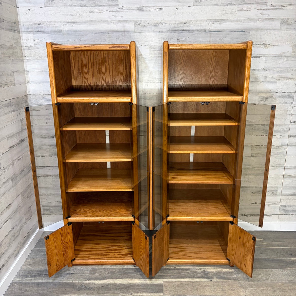 both cabinets open, front view