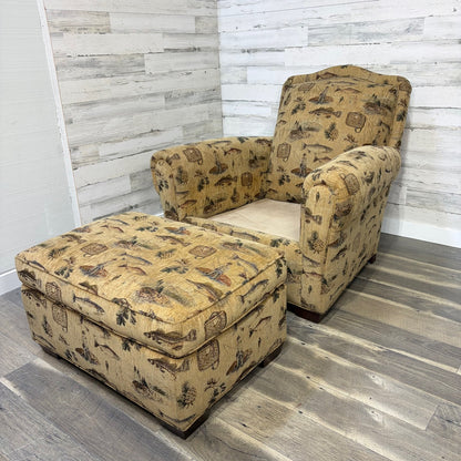 Custom Fishing Print Chair & Ottoman
