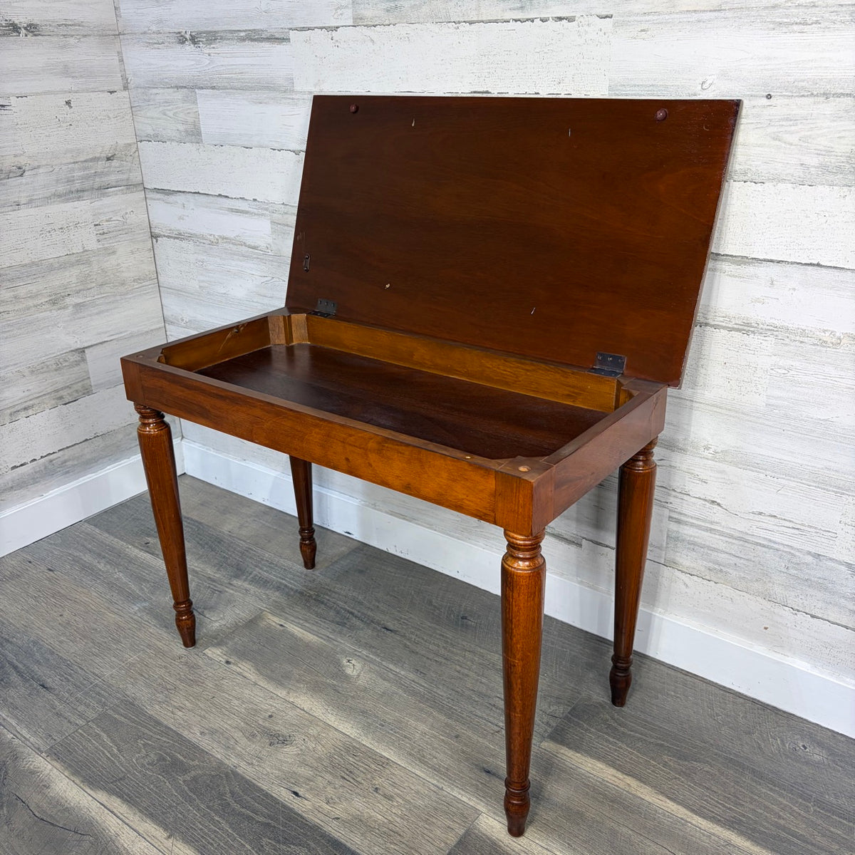 Piano bench open angled view