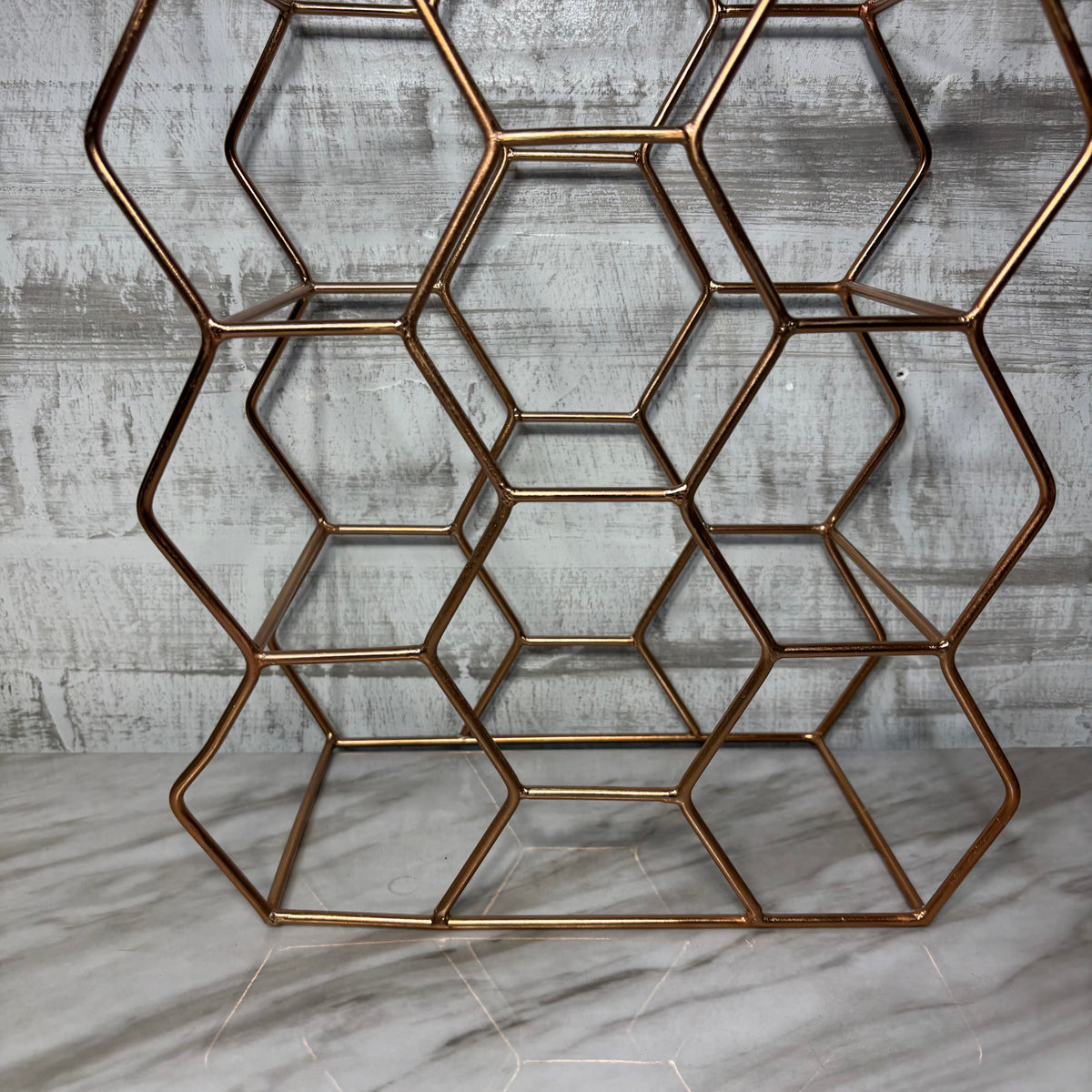 Rose Gold Honeycomb Wine Rack