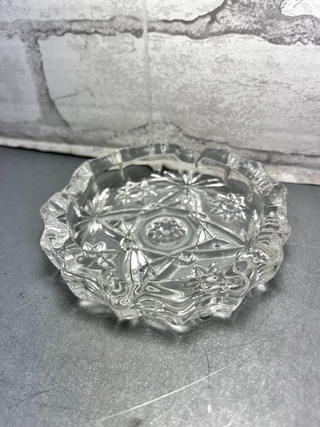 Vintage Anchor Hocking Star Of David Round Clear Glass Ashtray