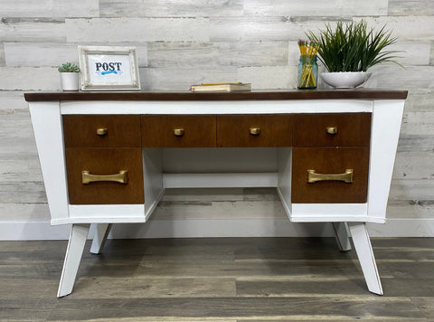 Mid Century Modern White Desk