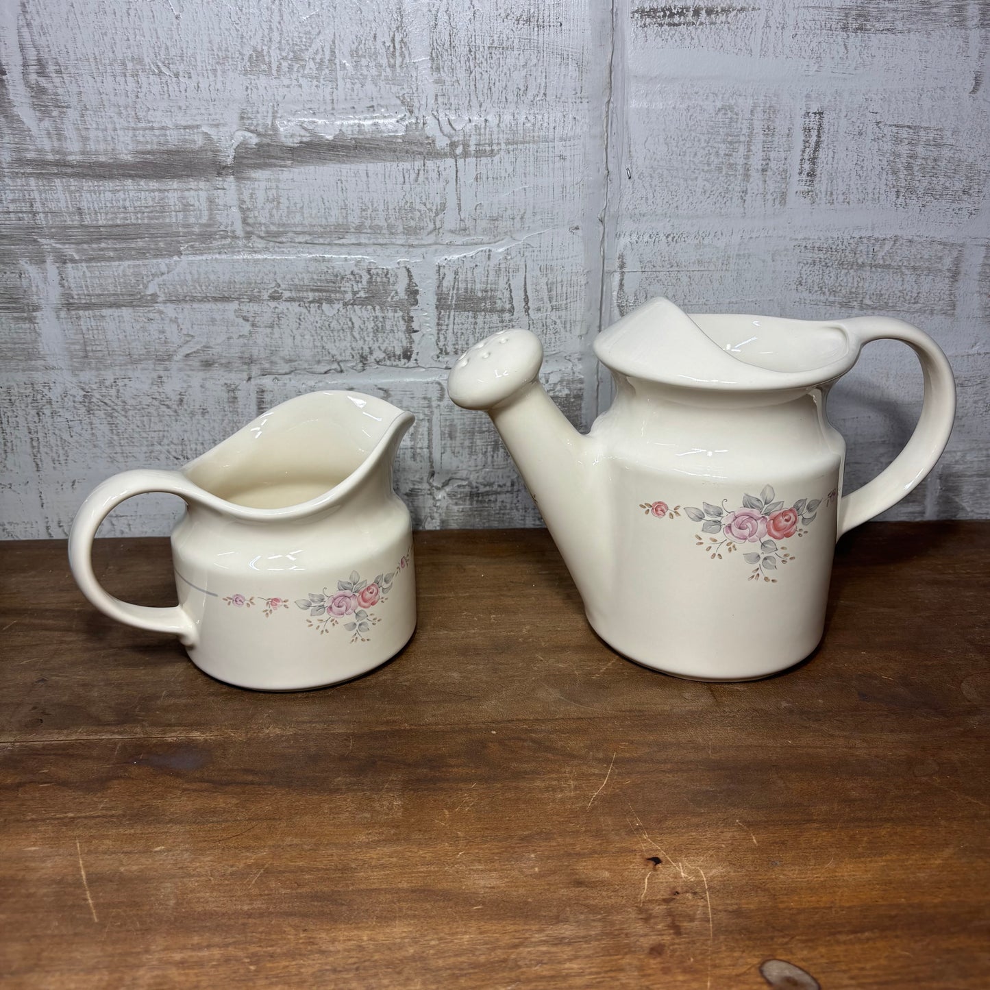 Vintage Pfaltzgraff Trousseau Water Can/ Creamer Pitcher Set