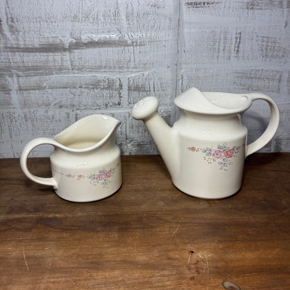 Vintage Pfaltzgraff Trousseau Water Can/ Creamer Pitcher Set