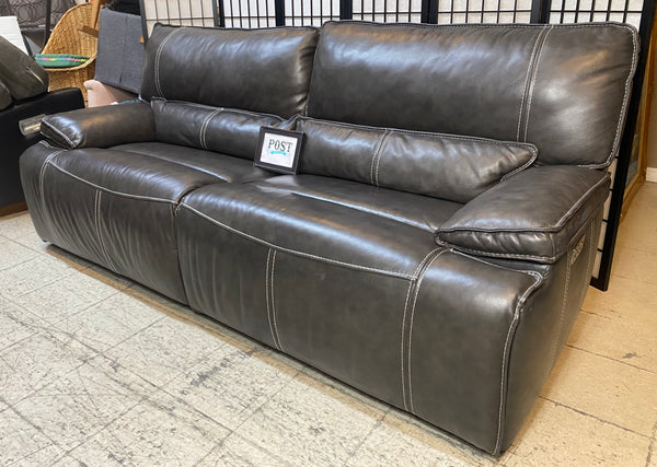 Gray Leather Power Reclining Couch