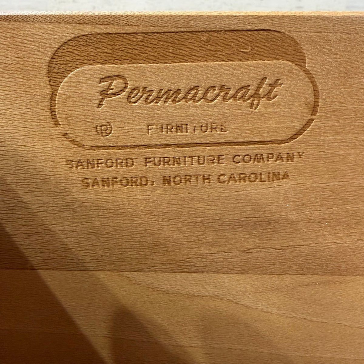Permacraft Furniture maker stamp, Sanford Furniture Company