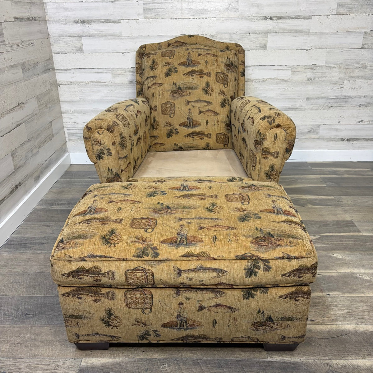 Custom Fishing Print Chair & Ottoman