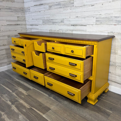 Dresser with drawers open, angled view