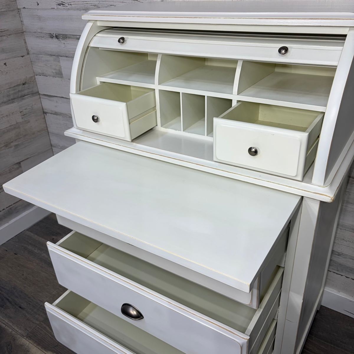 Refinished white roll top desk — photo 5