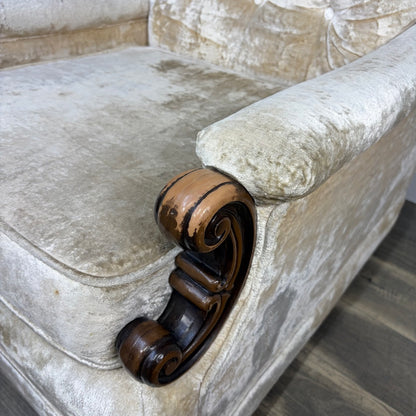 Vintage Velvet Armchair on Wheels