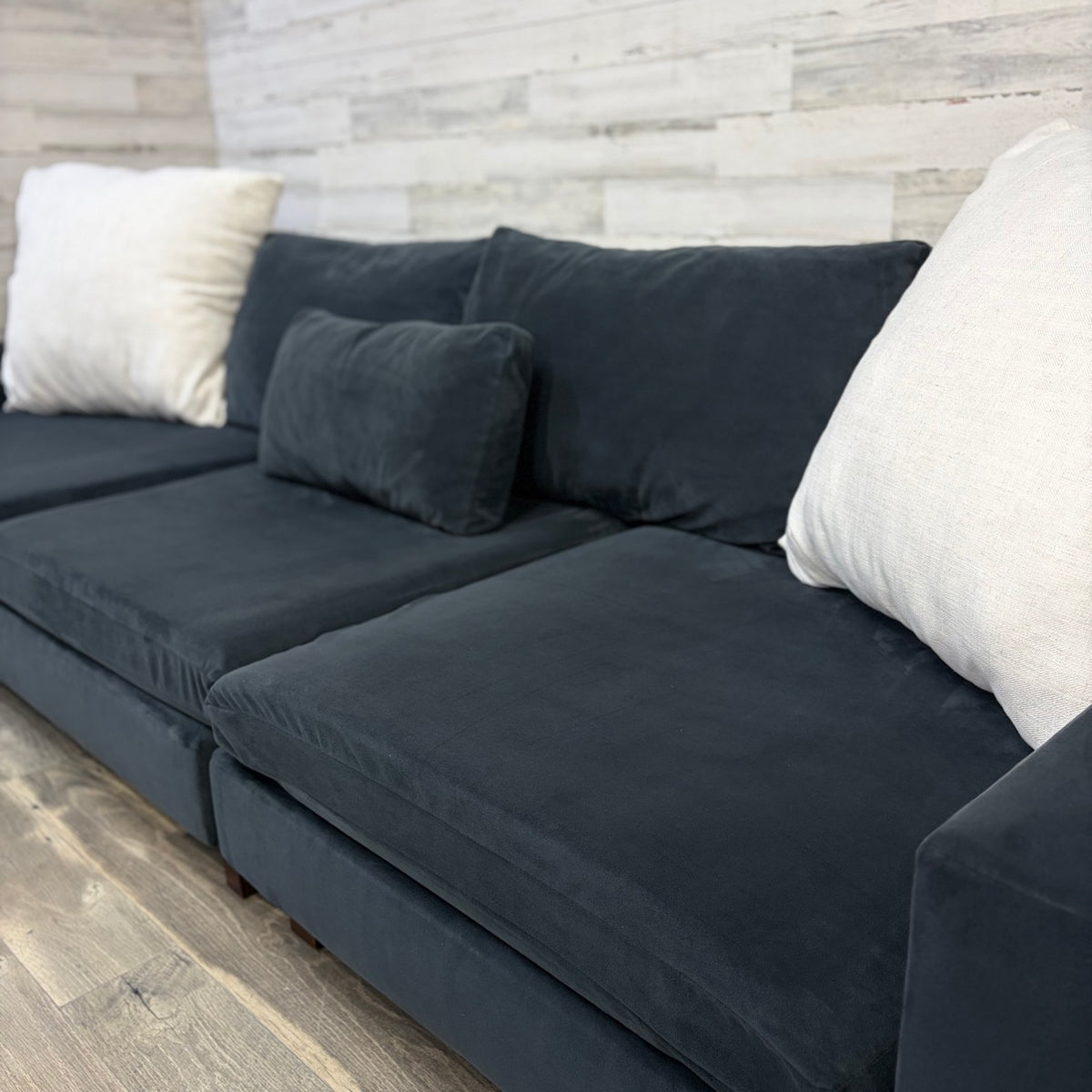 West Elm Harmony 2pc sectional black performance velvet — photo 5