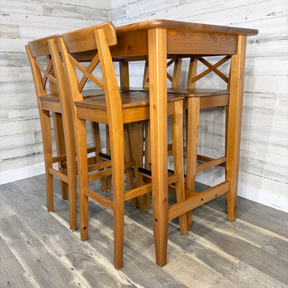 IKEA INGOLF bar table and 4 chairs set