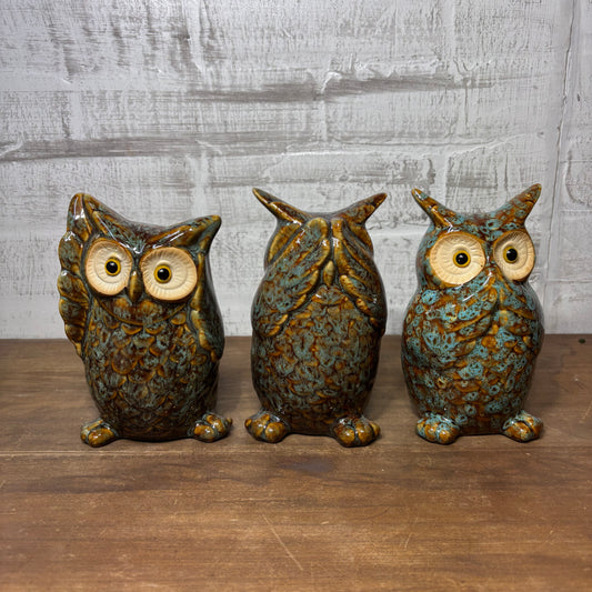 Three Wise Owl Figurines