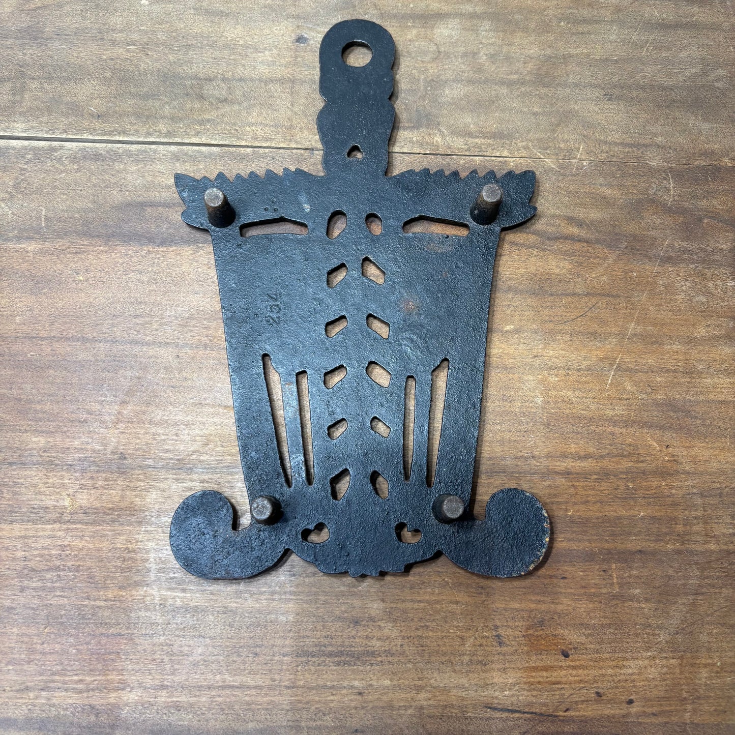 Vintage Cast Iron Trivet Broom And Wheat Design