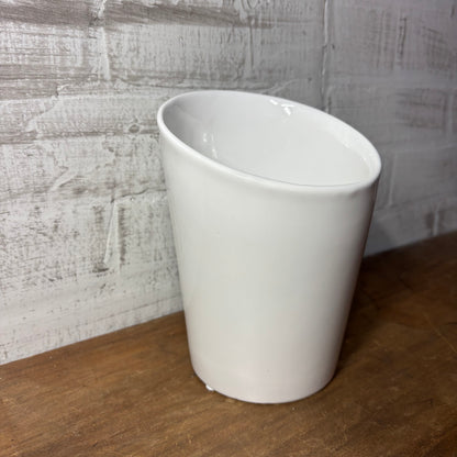 White Slanted Ceramic Pot