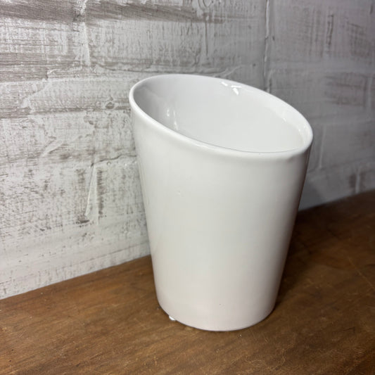White Slanted Ceramic Pot