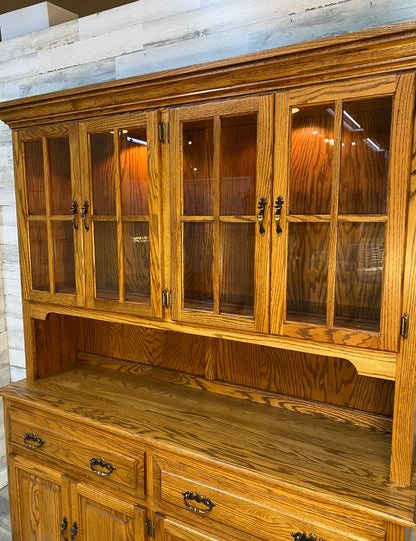2pc Oak China Hutch