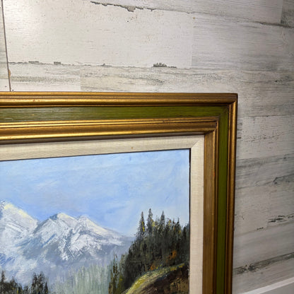 Vintage Mountain Scenic Original Oil Painting By Artist M. Jeskey