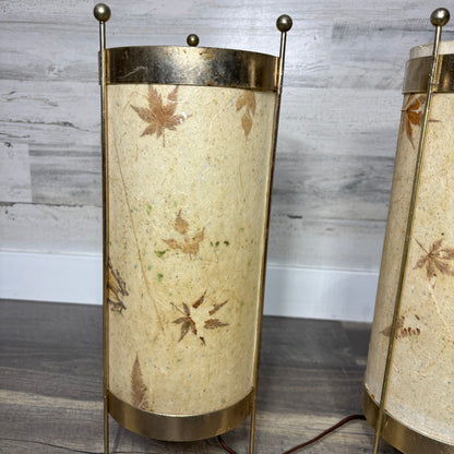 Mid Century Leaf Butterfly Deadstock Cylinder Lamp Set Of Two