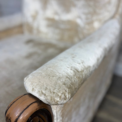 Vintage Velvet Armchair on Wheels