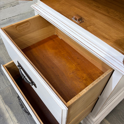 drawers open showing wood drawer interiors
