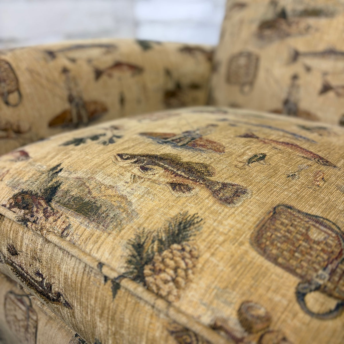 Custom Fishing Print Chair & Ottoman