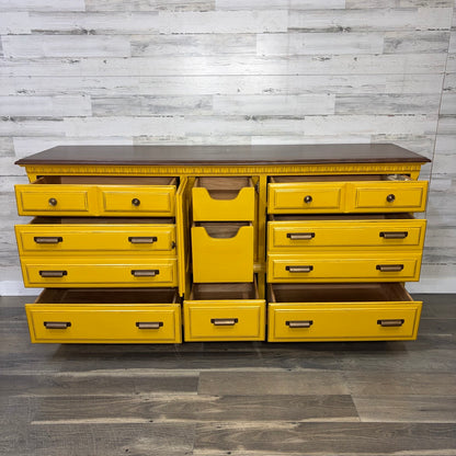 Dresser with drawers open showing center cabinet