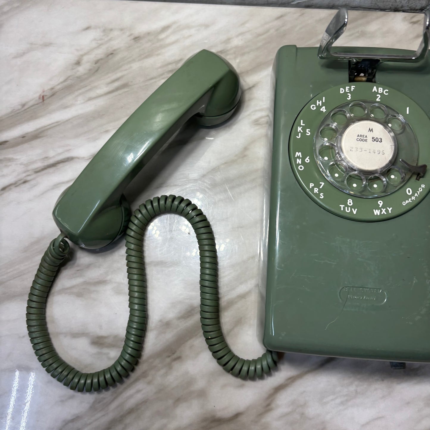 Vintage Green Western Electric Model Rotary Wall Mount Telephone