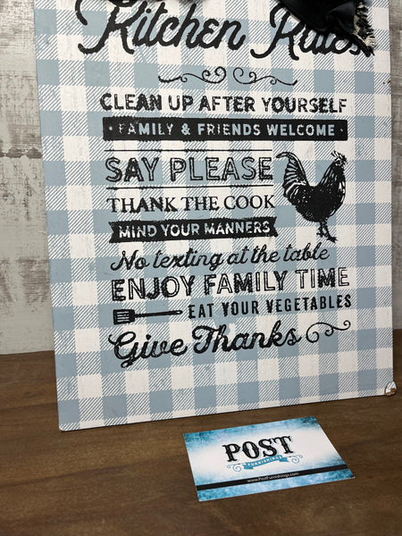 “Kitchen Rules” Farmhouse Rooster Wooden Sign