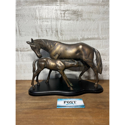 Vintage Bronze Mare And Foal Sculpture