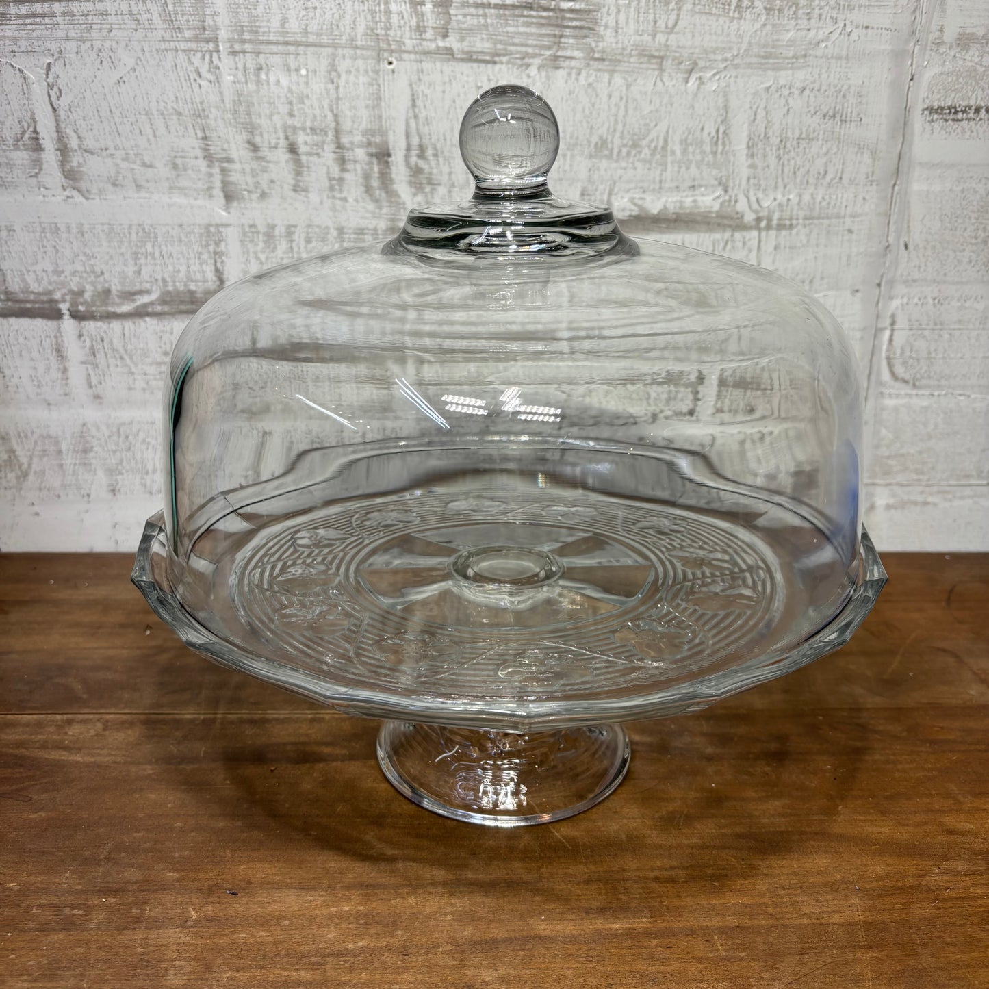 Vintage Anchor Hocking Avalon Footed 2pc Glass Cake Stand with Dome
