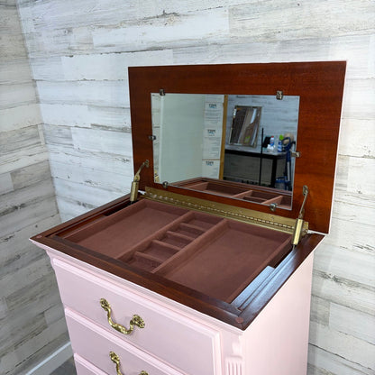 Jewelry storage compartments close-up