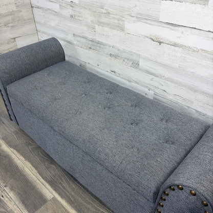 Close-up of tufted bench cushion