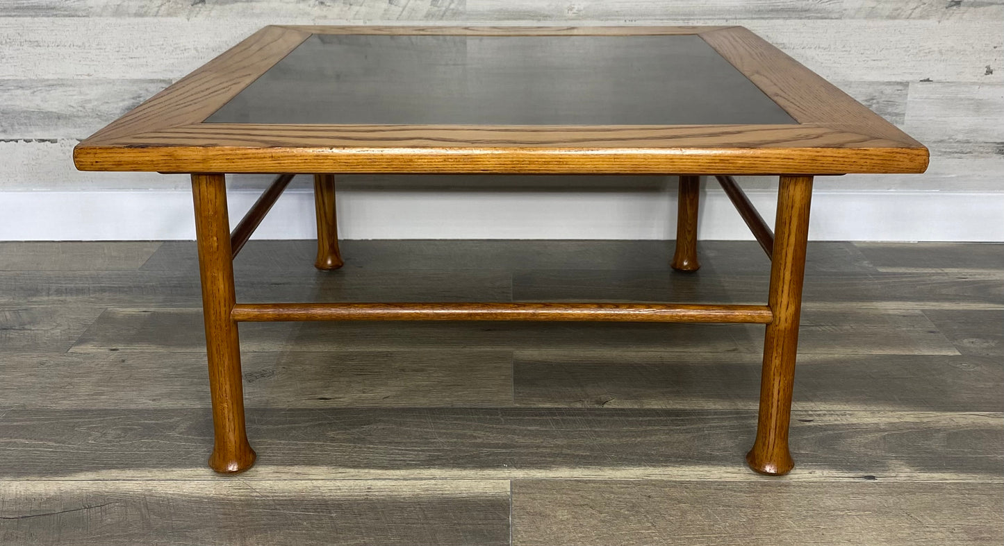 Mid Century Modern Walnut Coffee Table with Black Laminated Top