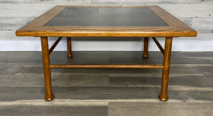 Mid Century Modern Walnut Coffee Table with Black Laminated Top