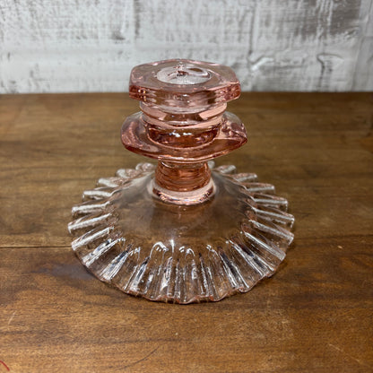 Vintage Pink Depression Glass Candle Stick