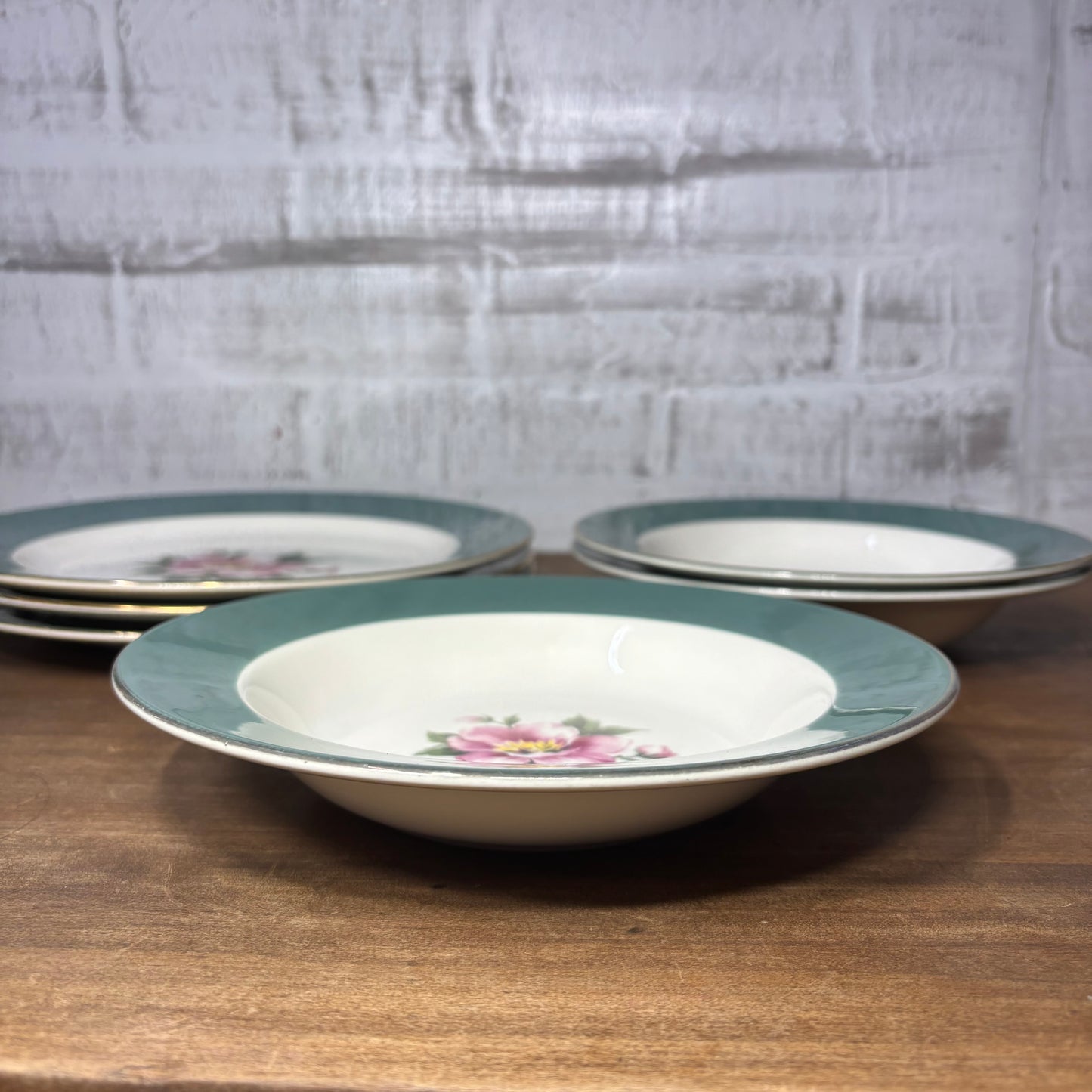 Vintage Homer Laughlin Century Green Plate/ Salad Bowl Set