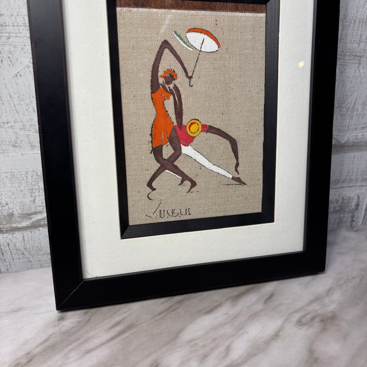 Vintage Virgilio Nabais Art Deco Dancing Figure Painting on Linen