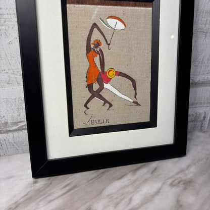 Vintage Virgilio Nabais Art Deco Dancing Figure Painting on Linen