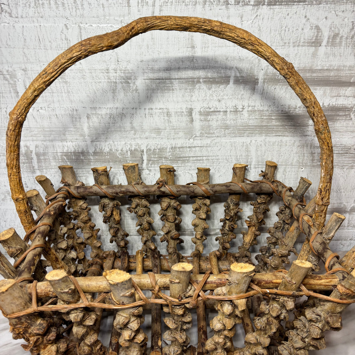 Vintage Adirondack Style Twig Basket