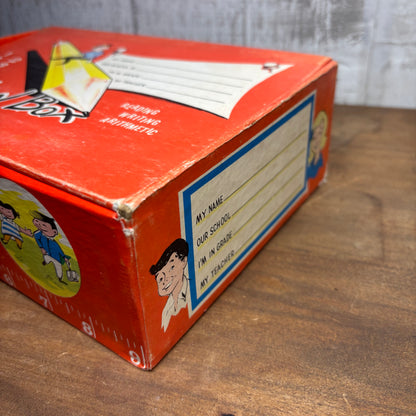 Vintage "My School Box" Orange Pencil Box Collectible