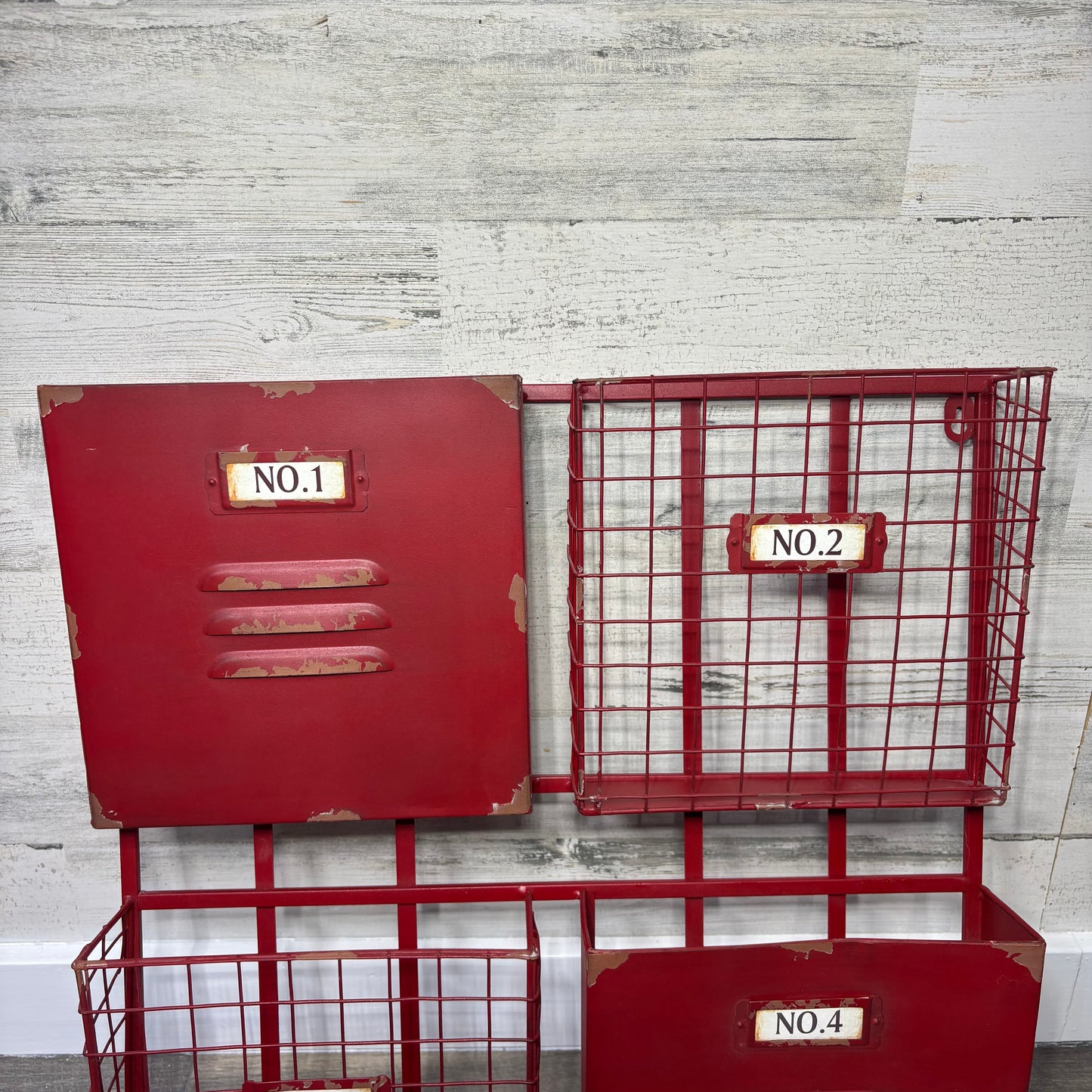 Industrial Red 4 Wall Pockets