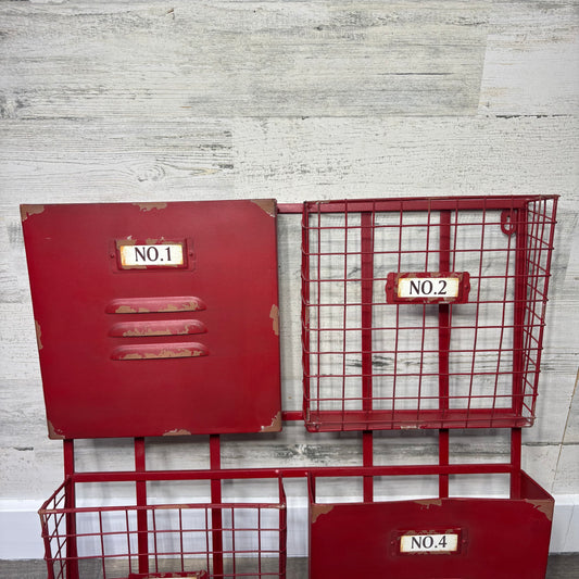 Industrial Red 4 Wall Pockets