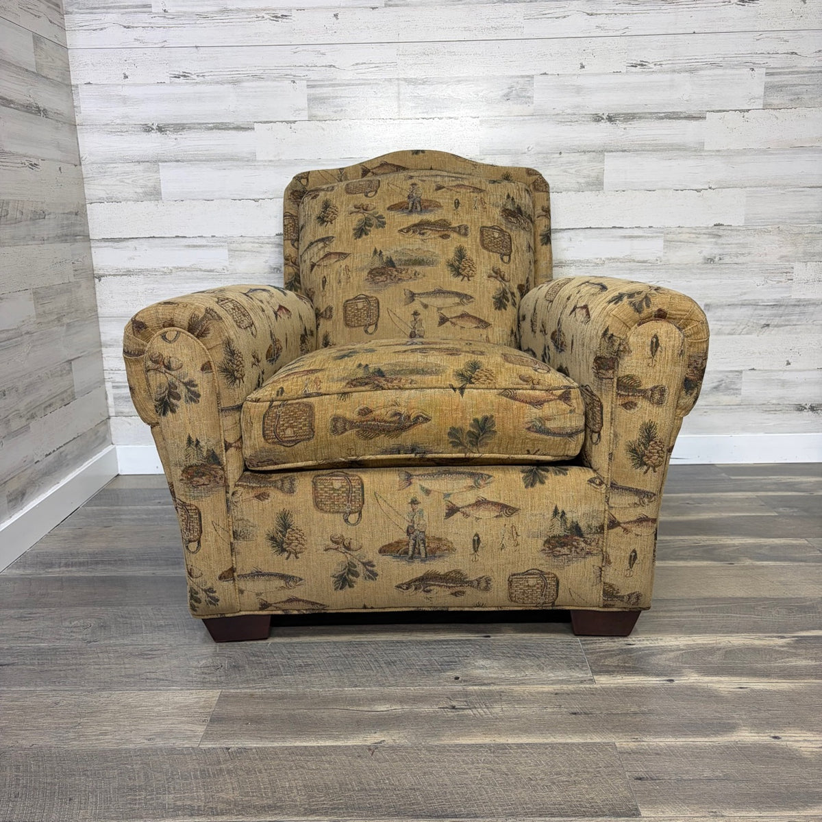 Custom Fishing Print Chair & Ottoman