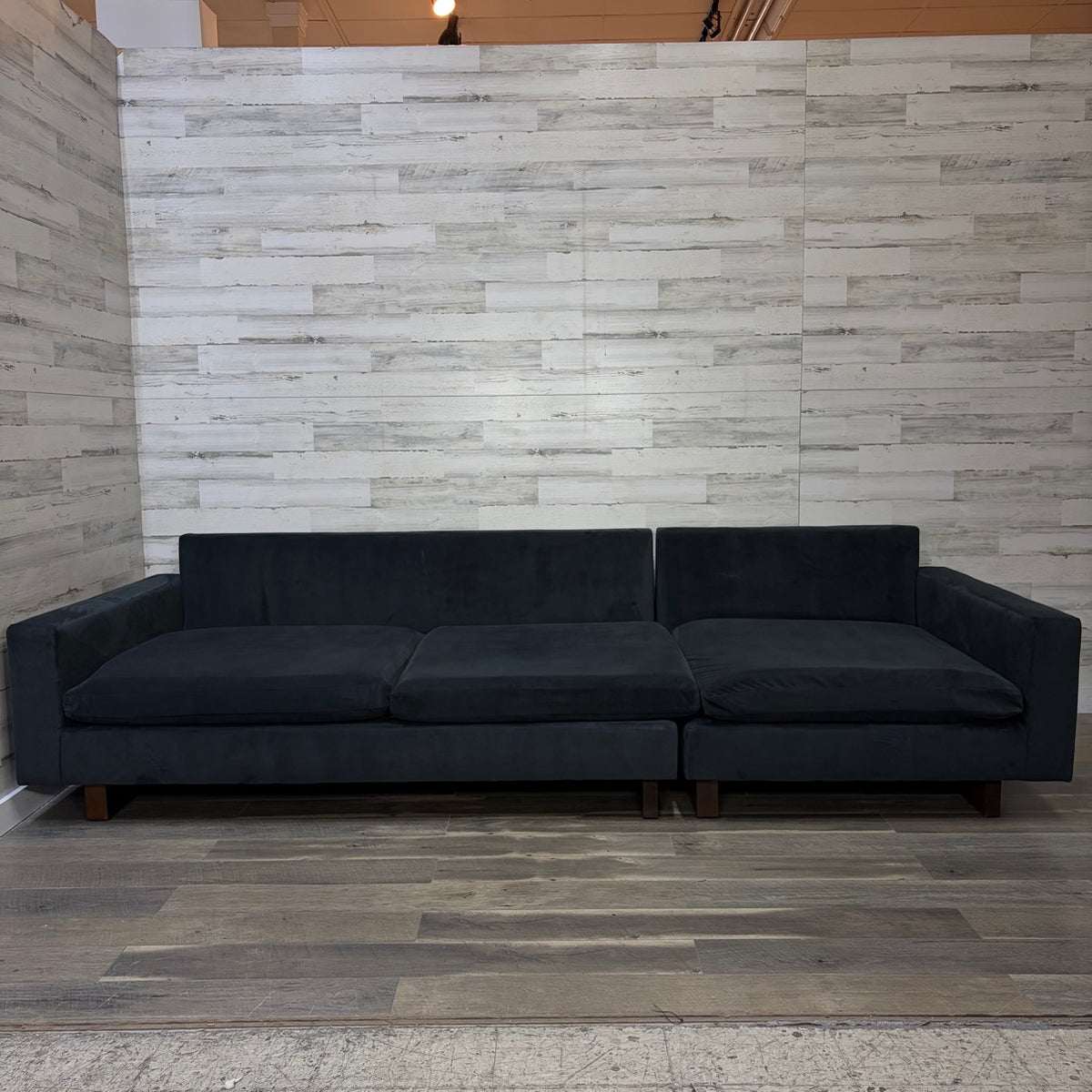West Elm Harmony 2pc sectional black performance velvet — photo 8