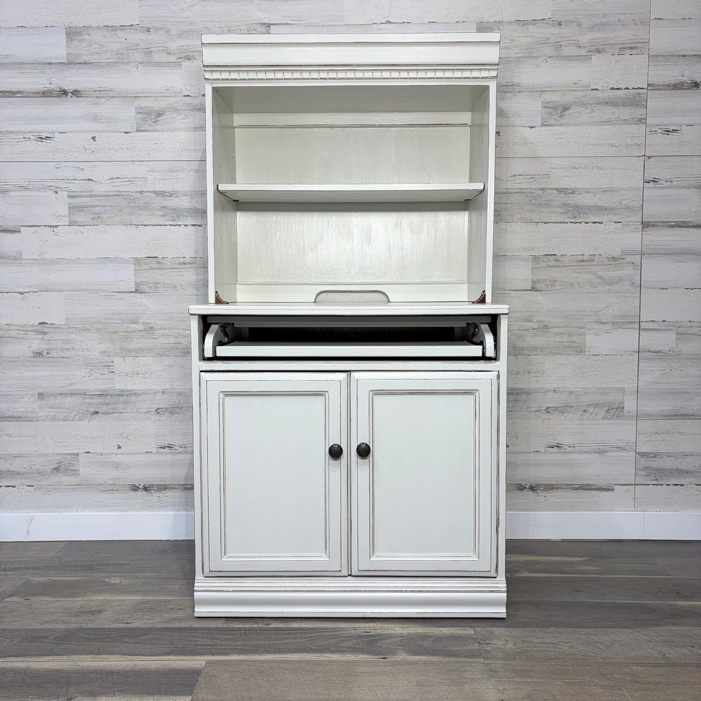 White Secretary Desk with Hutch China Hutch