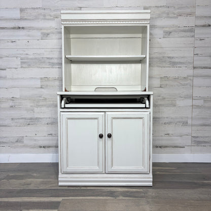White Secretary Desk with Hutch China Hutch