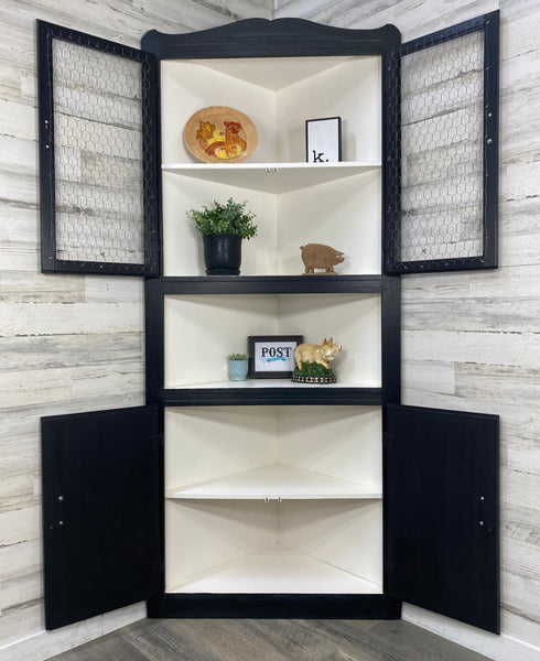 Black Corner Hutch Cabinet