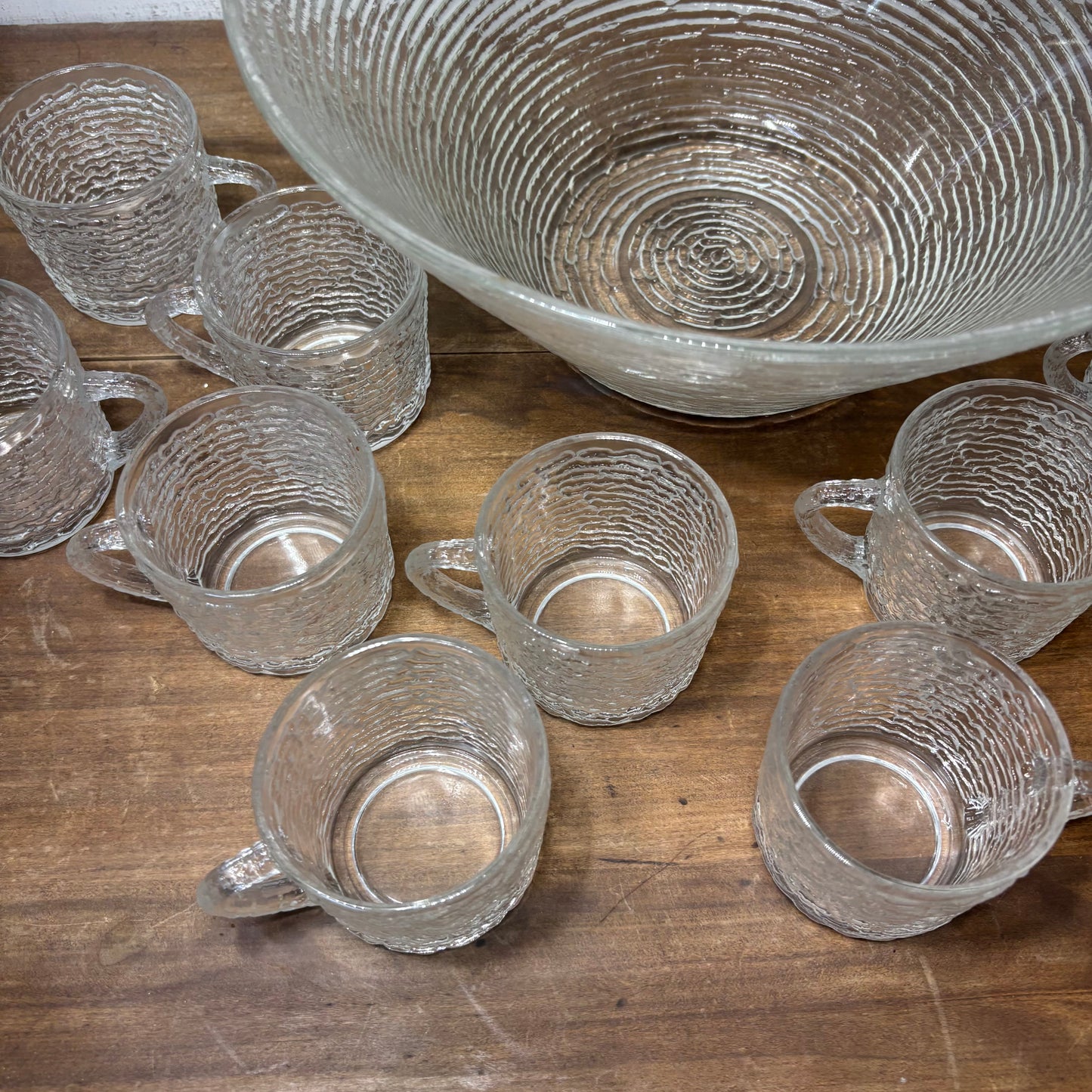 Vintage Anchor Hocking Soreno Punch Bowl And Cups